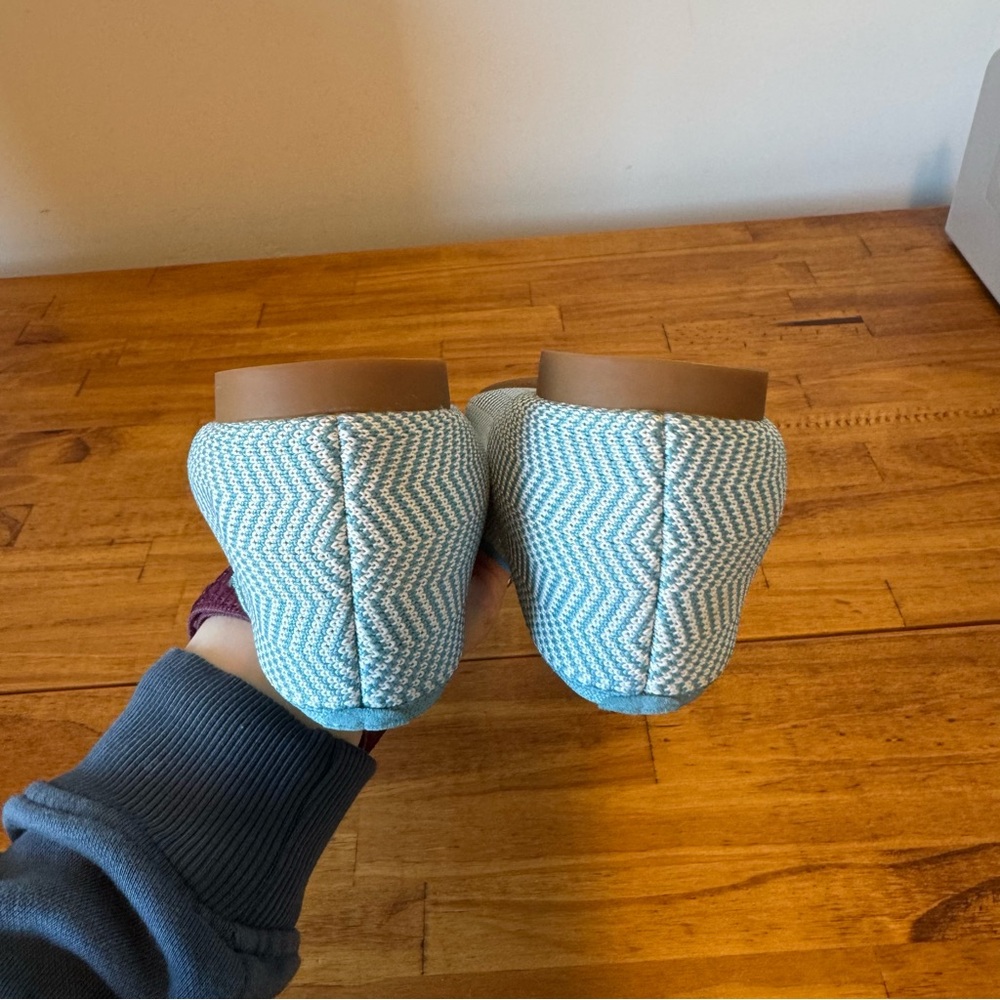 Vivaia Margot 2.0 V-Cut Washable Square Toe Flats Blue Stripe Knit Size 41 - Picture 7 of 7